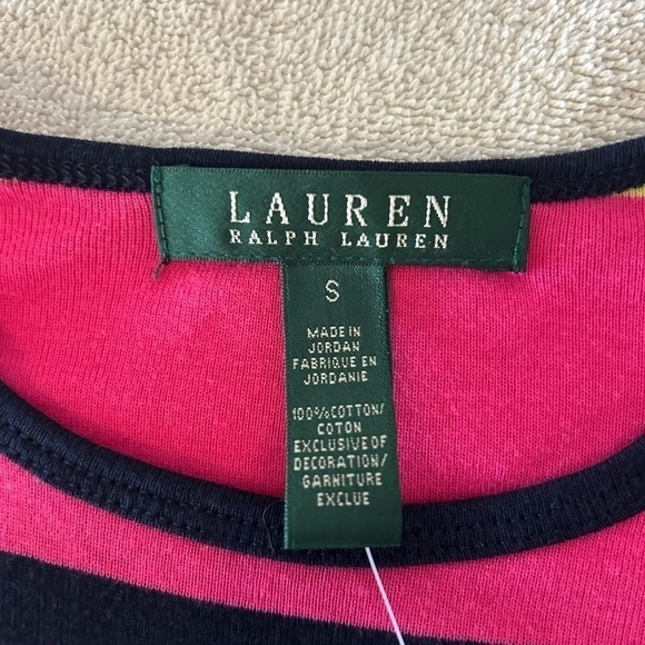💙🩷NWT Vintage Lauren Ralph Lauren Striped Tee Size S💚💛 - Picture 9 of 9